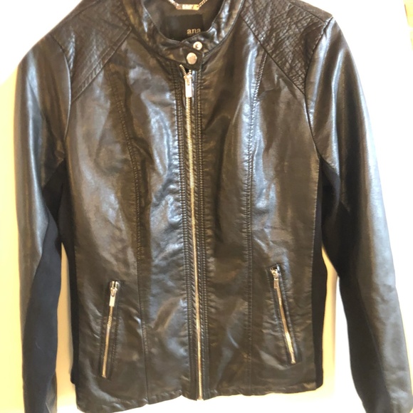 A.N.A -  Faux Leather Jacket With Knit feature Black Size L - Picture 1 of 12